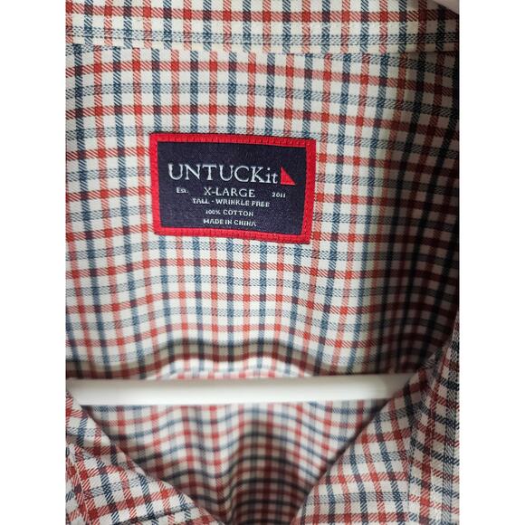 UNTUCKit Men's Long Sleeve Button Down Dress Shirt‎ XLarge Red Blue Plaid - Picture 5 of 6